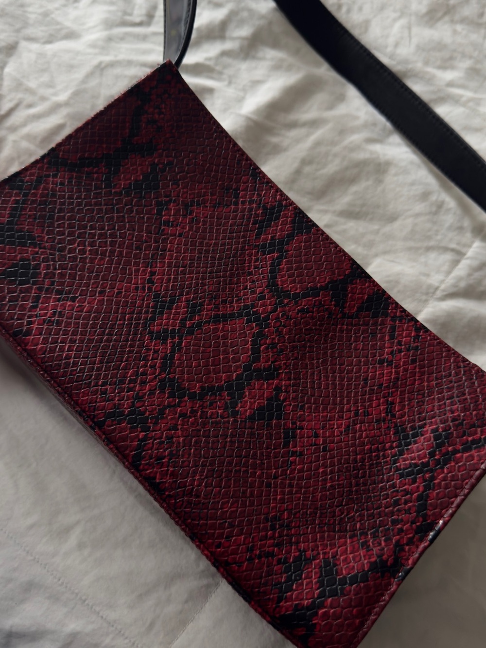 Red Snake-Print Shoulder Bag